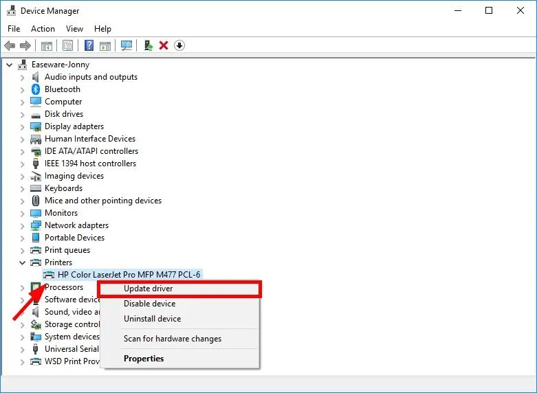 بهروزرسانی درایور hp در Device Manager بهروزرسانی درایور hp در Device Manager