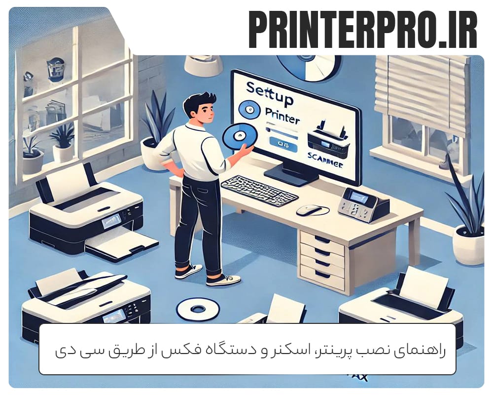 راهنمای نصب پرینتر، اسکنر و دستگاه فکس از طریق سی دی