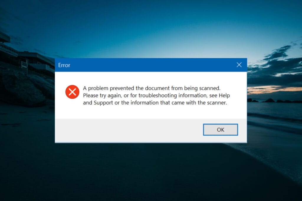خطای A problem prevented the document from being scanned خطای A problem prevented the document from being scanned