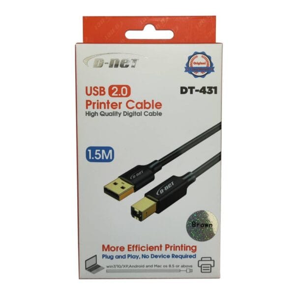 کابل پرینتر USB 2.0 D-net (دی نت) مدل DT-431 طول 1.5 متری