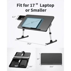 SAIJI Mini K7 Bed Laptop Desk – میز تاشو برای استفاده روی تخت، کاناپه یا کف خانه با رنگ مشکی
