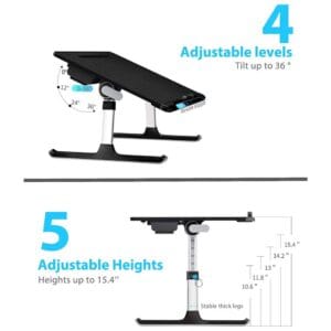 تنظیم چندمرحله‌ای زاویه و ارتفاع میز SAIJI K7 Ultimate Portable Laptop Table