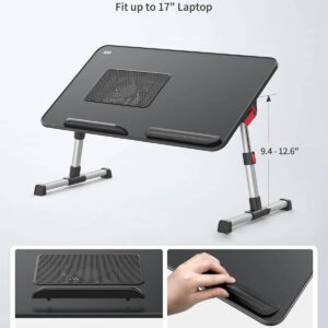 پرینتر پرو - میز لپ تاپ قابل حمل سایجی با فن خنک کننده مدل SAIJI A8L Laptop Table - Saiji A8L Laptop Table with Cooling Fan دارای پد سیلیکونی برای استراحت مچ دست